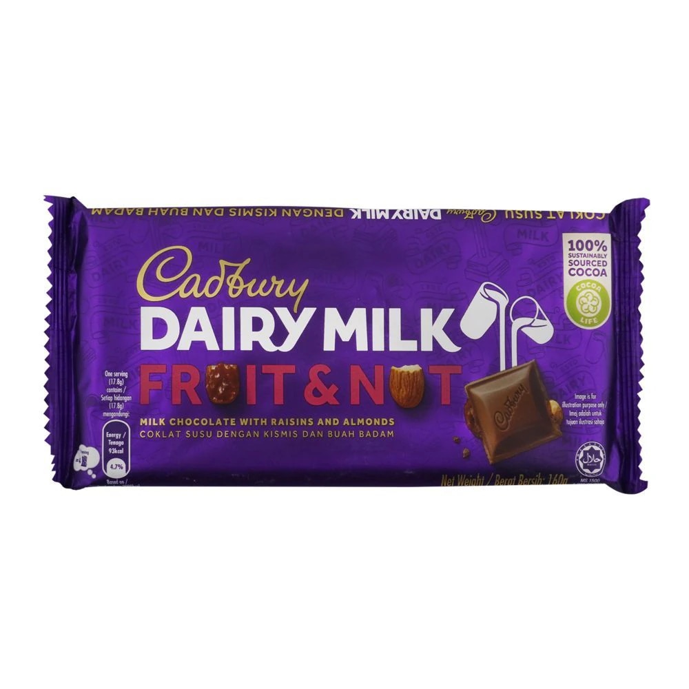 Cadbury Dairy Milk Fruit & Nut Chocolate (Imported) - 160g Large Bar