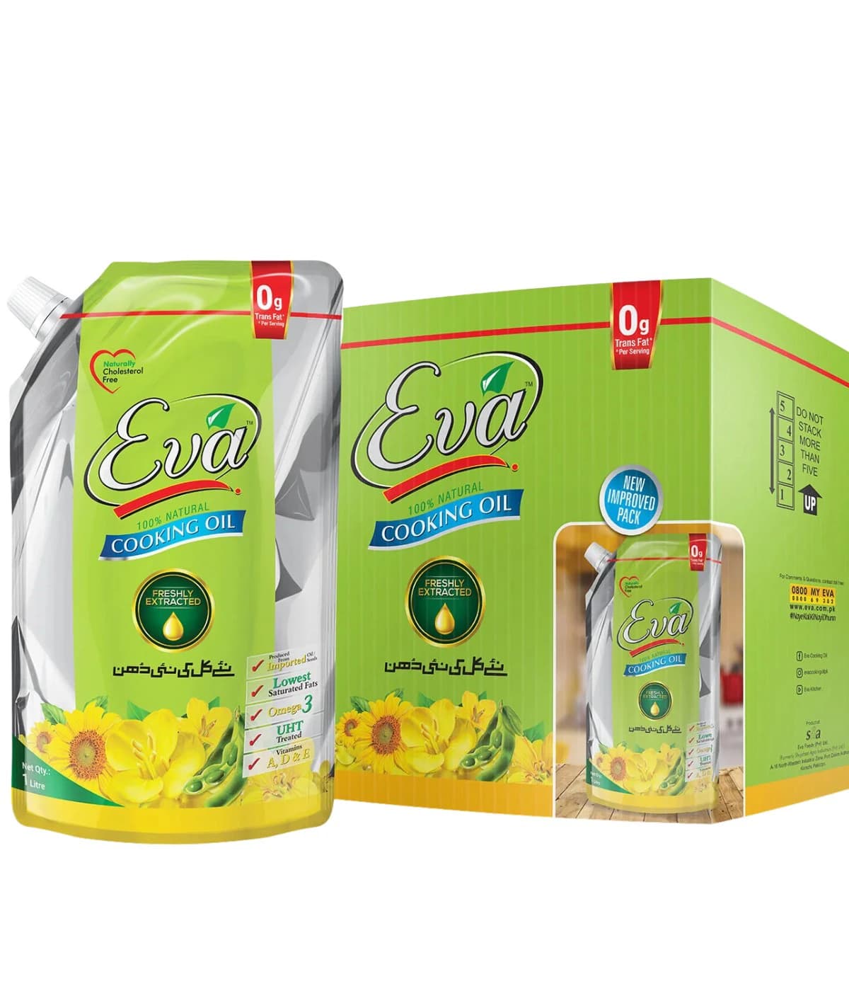 Eva Cooking Oil 1 Litre x5 Stand Up Pouch Carton